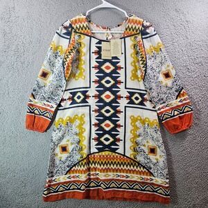 NWT Yo Baby Women Dress XS Geometric Aztec Print Multicolor‎ Boho Preppy